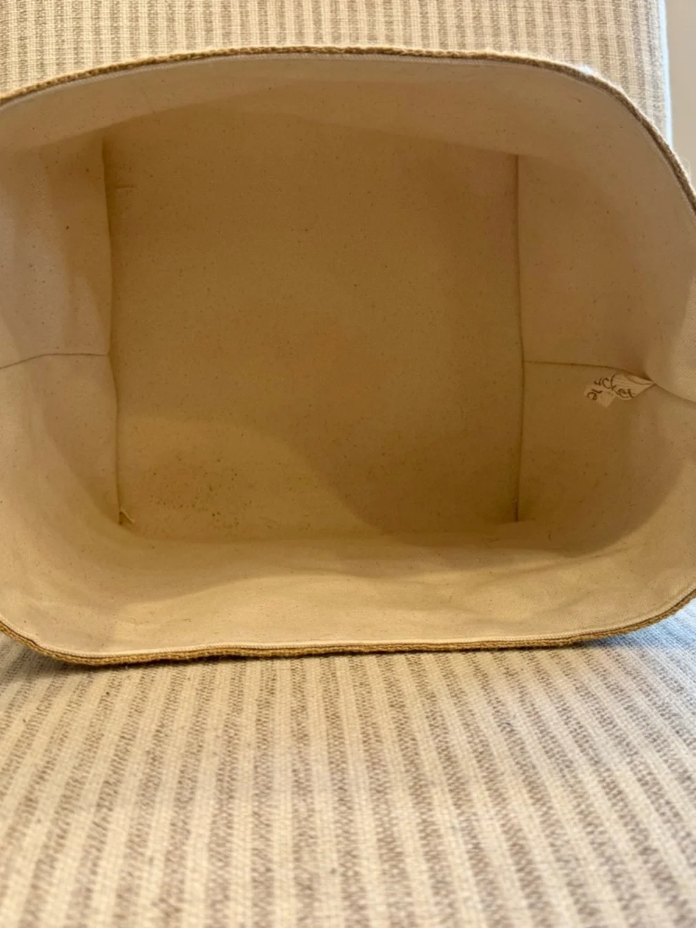 Canvas Mail Storage Basket with Handles - Natural and Black - Picture 5 of 10